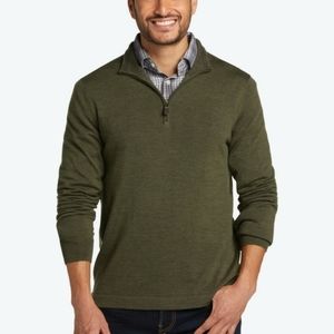 Jos. A. Bank Green Zip Up Sweater with Ribbed Cuffs